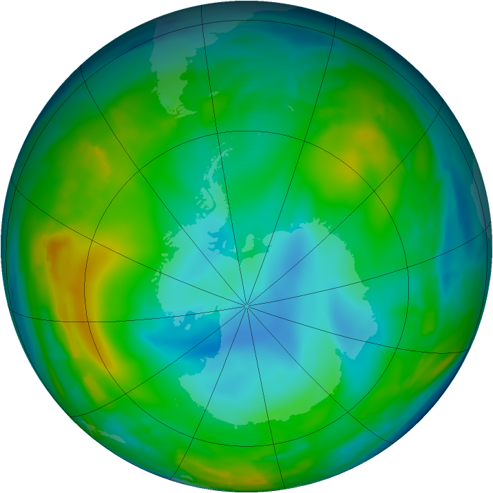 Antarctic ozone map for 30 June 2009